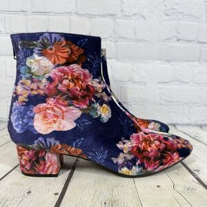 Betsy Johnson Booties Women Size 10 Floral Cottage Velvet Block Platform Y2K